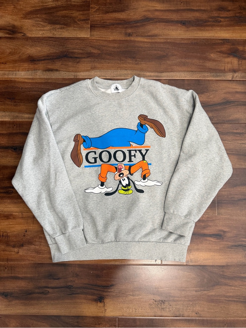 Disneyland Resort Gray Goofy Graphic Sweatshirt with Blue & Orange